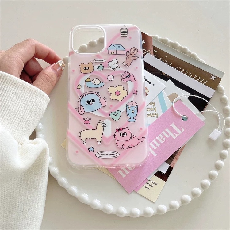 12 ProMax Kulaklık Takan Karikatür Kedi Masafe Kılıf ve Magnetik Holder