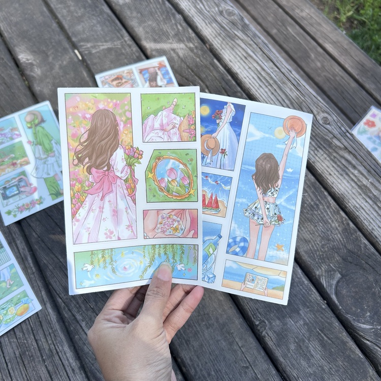 Stickers Seti 8 Adet Orijinal Dört Mevsim Eğlenceli Olay Çıkartması