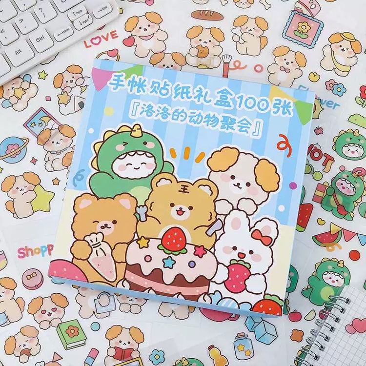 Şeffaf Pet Stickers Seti Hayvan Karikatur Desenli
