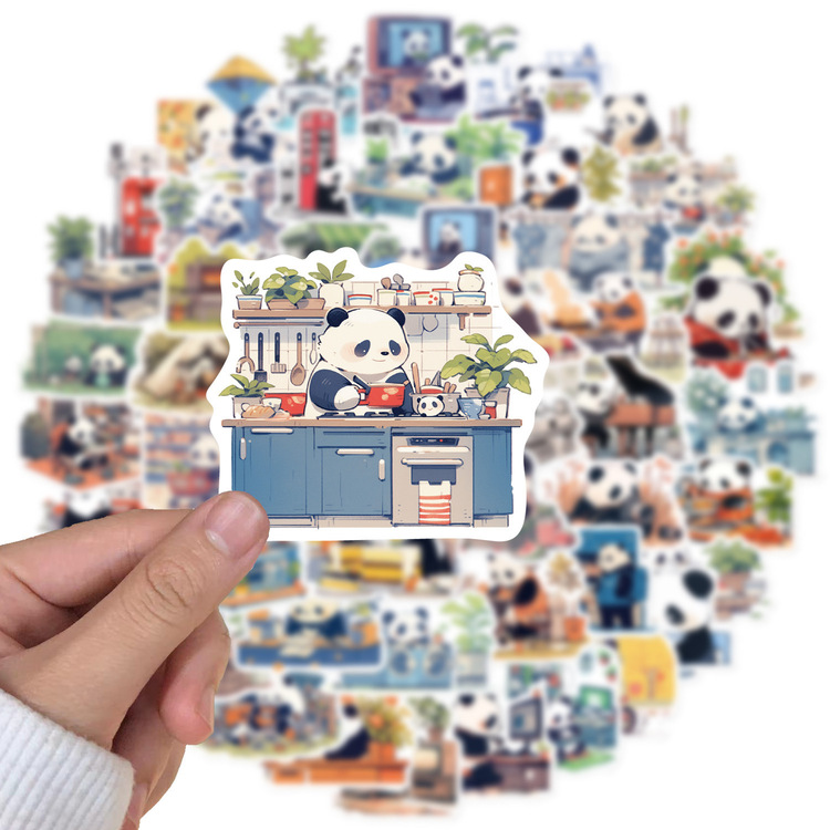 50 Desen Sevimli Karikatür Panda Su Geçirmez Stickers