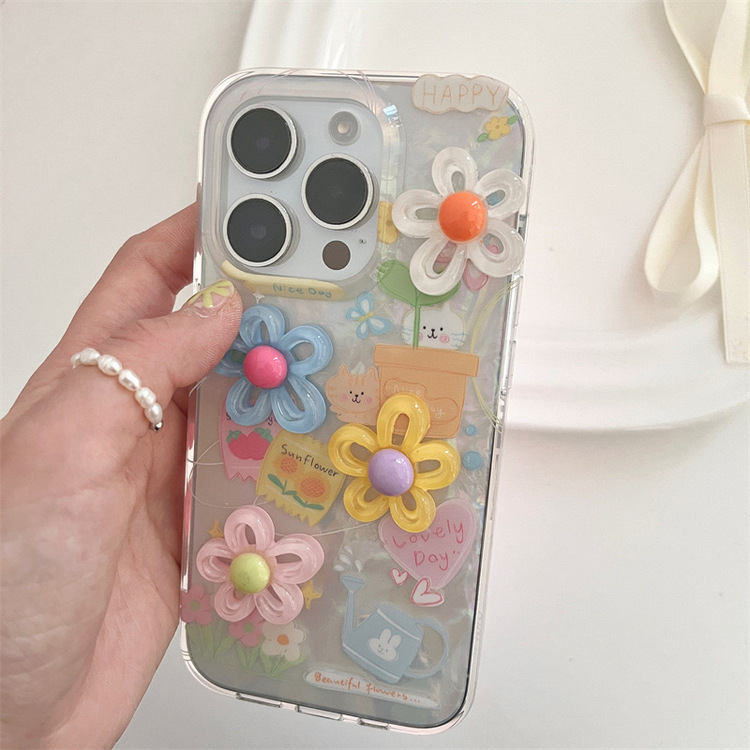 Renkli Üç Boyutlu Çiçekli Telefon Kılıfı