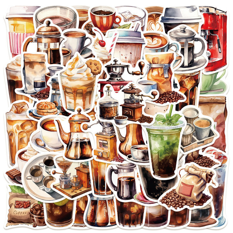 50 Desen Original Kahve Severler Su Geçirmez Stickers