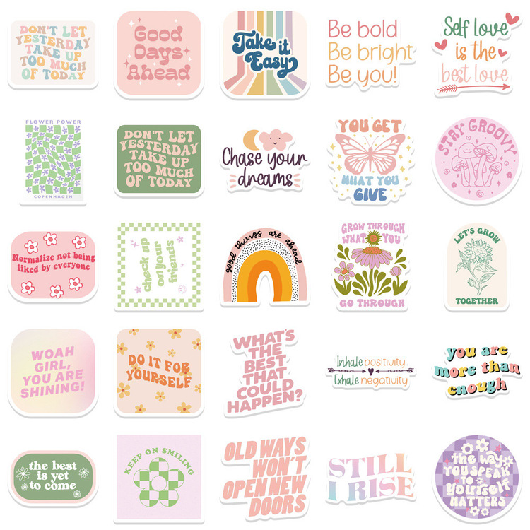 50 Desen Danimarka Pastel Su Geçirmez Stickers Var.2