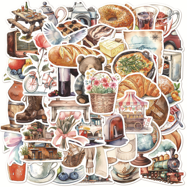 50 Desen yaratıcı retro uzun tatil Su Geçirmez Stickers