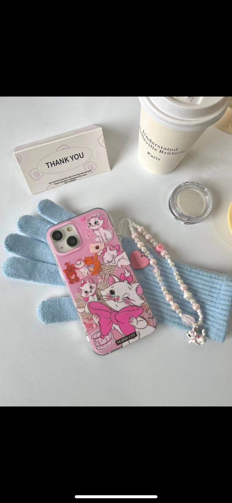 Pembe Marie Kedicik Desenli İphone Kılıfı