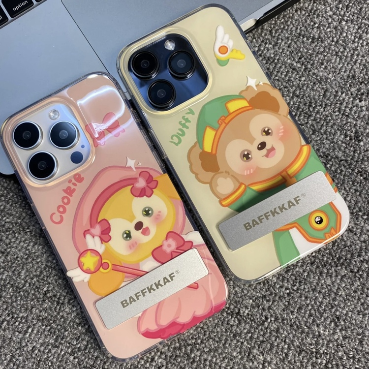 Duffy Ayıcık ve Cookie iPhone15 için uygun: 14promax 12 telefon parlak Apple 13 standı