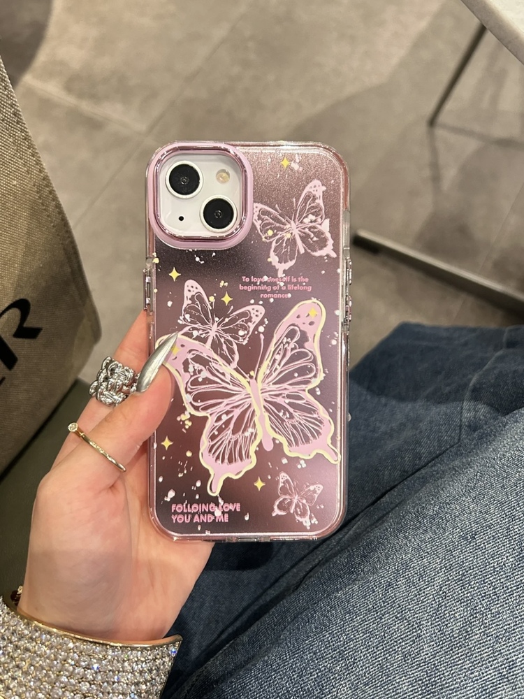 Kelebek Desenli İphone Kılıf + Charm