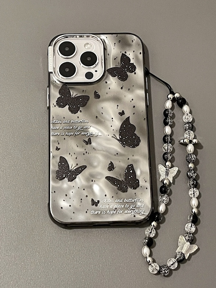 Kelebek Desenli İphone Kılıfı + Charm