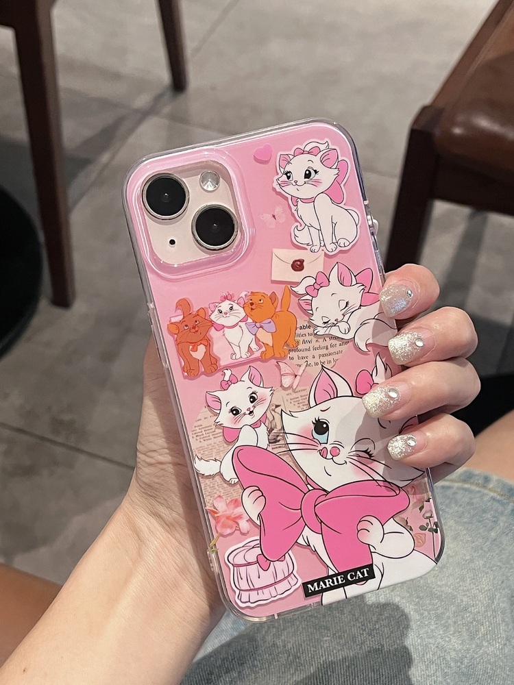 Pembe Marie Kedicik Desenli İphone Kılıfı