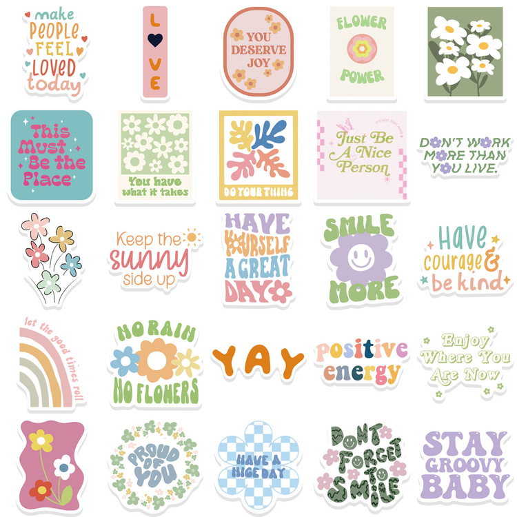 50 Desen Danimarka Pastel Su Geçirmez Stickers Var.1