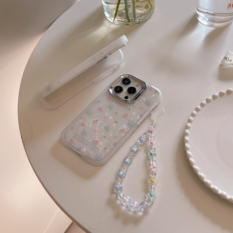 Standlı Kilif Hologram Çiçek Desenli İphone 12/13/14/15-Promax Uyumlu