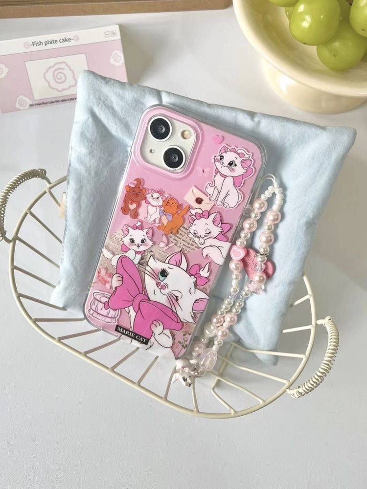 Pembe Marie Kedicik Desenli İphone Kılıfı