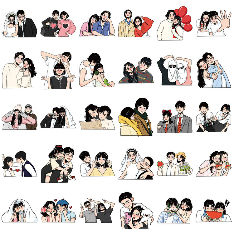60 Desen Orijinal Aşk Kılavuzu Su Geçirmez Stickers