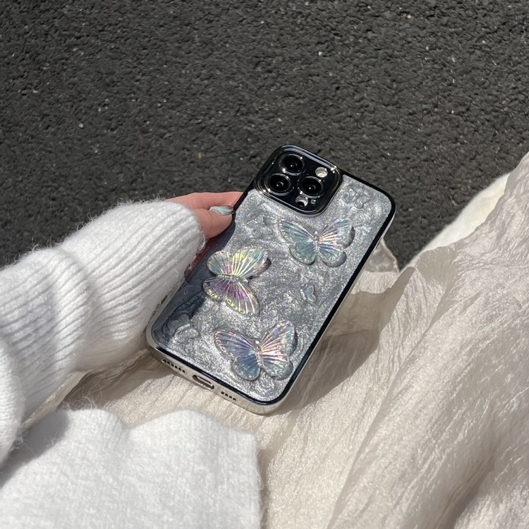 3D Kelebek Parlak Damla Desenli + Charm
