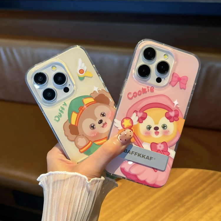 Duffy Ayıcık ve Cookie iPhone15 için uygun: 14promax 12 telefon parlak Apple 13 standı
