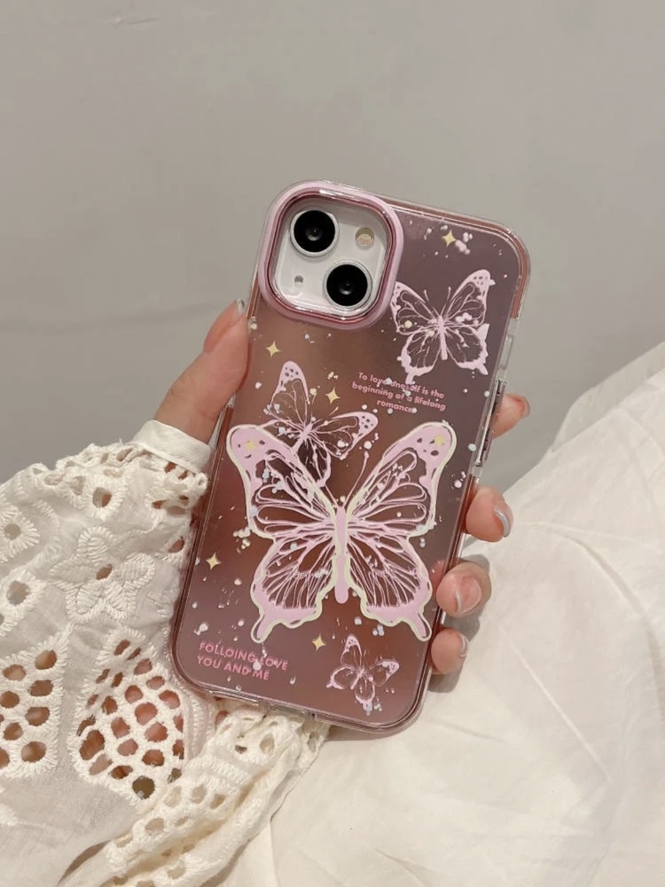 Kelebek Desenli İphone Kılıf + Charm