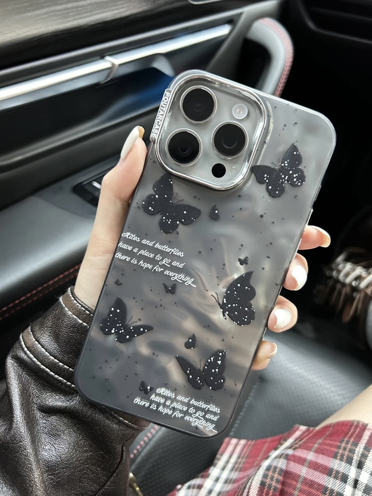 Kelebek Desenli İphone Kılıfı + Charm