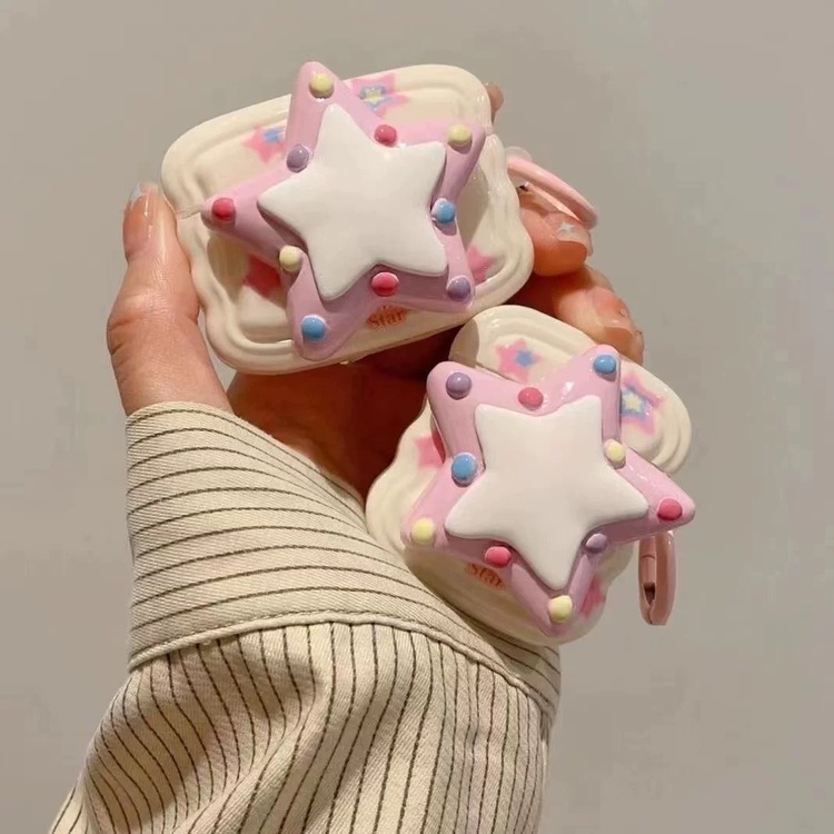 Üç Boyutlu Degrade Pembe Yıldız Desenli AirPods 3 Kulaklık Koruma kılıfı
