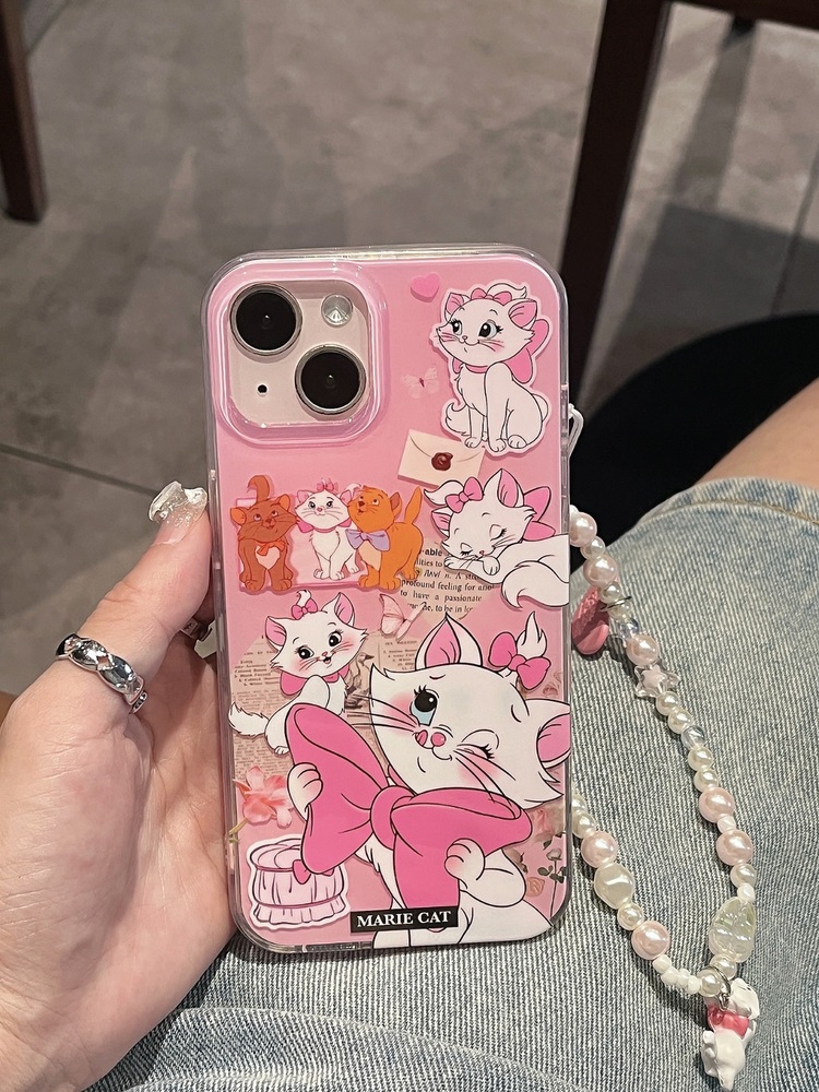 Pembe Marie Kedicik Desenli İphone Kılıfı