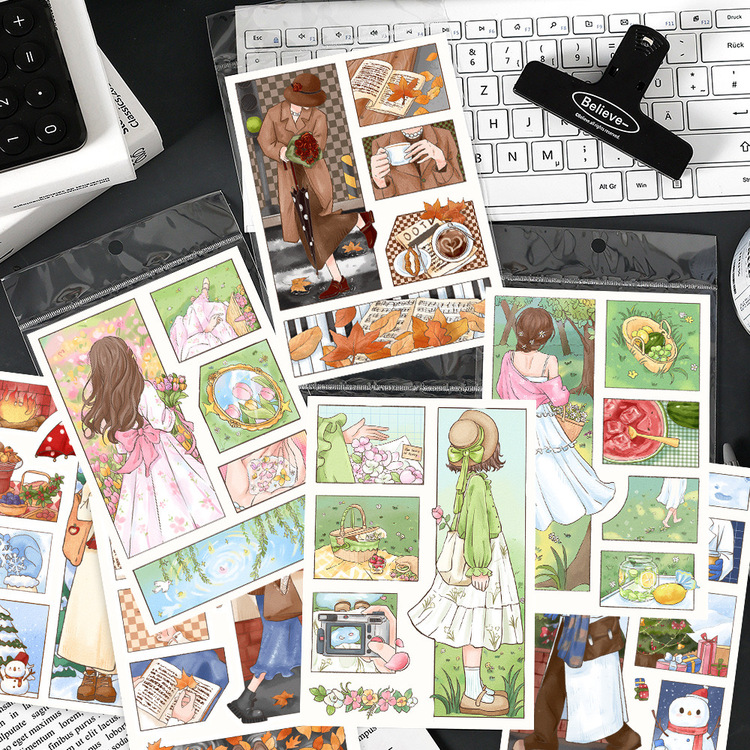 Stickers Seti 8 Adet Orijinal Dört Mevsim Eğlenceli Olay Çıkartması