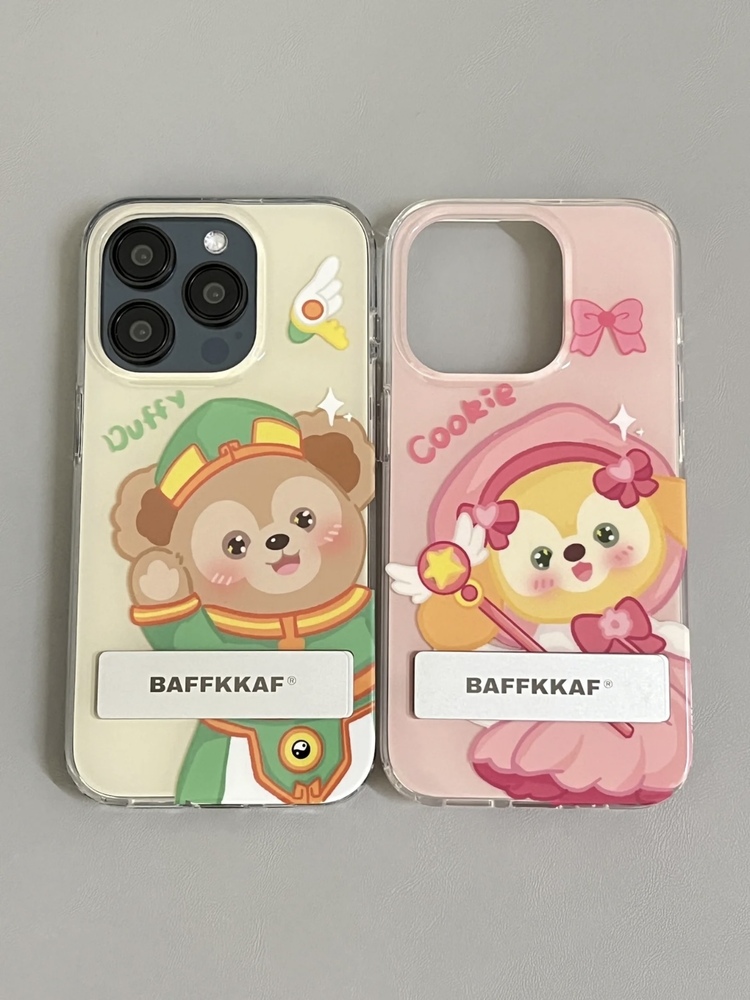 Duffy Ayıcık ve Cookie iPhone15 için uygun: 14promax 12 telefon parlak Apple 13 standı