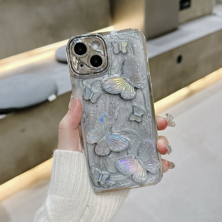 3D Kelebek Parlak Damla Desenli + Charm