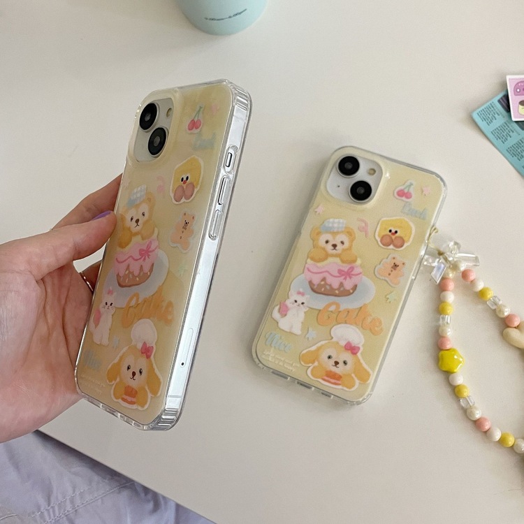 Krem rengi Duffy Ayıcıklı Apple Telefon Kılıfı + Charm