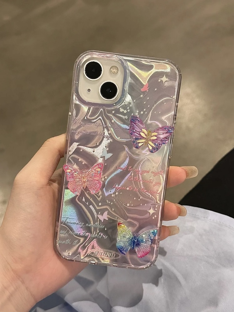 3D Kelebek Hologram Kılıf + Charm