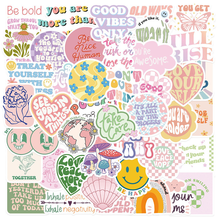 50 Desen Danimarka Pastel Su Geçirmez Stickers Var.2