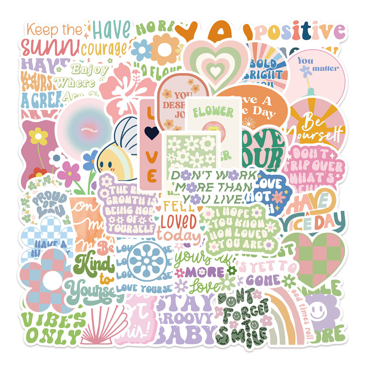 50 Desen Danimarka Pastel Su Geçirmez Stickers Var.1