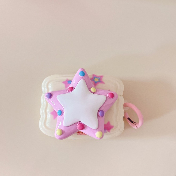 Üç Boyutlu Degrade Pembe Yıldız Desenli AirPods 3 Kulaklık Koruma kılıfı