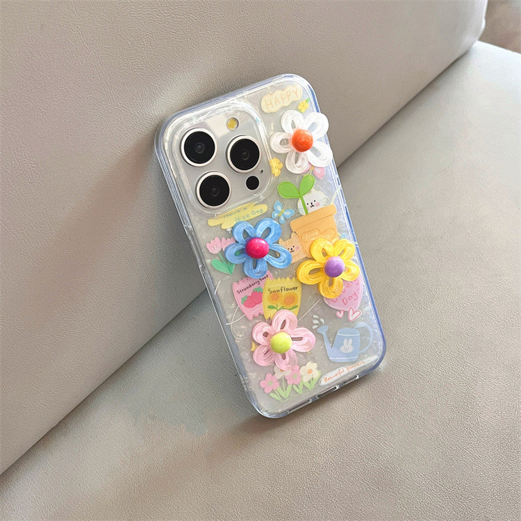 Renkli Üç Boyutlu Çiçekli Telefon Kılıfı