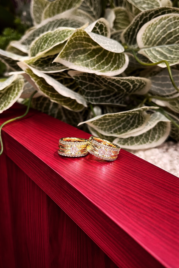 14K Altın ayar Gold Kalpli taşlı küpe