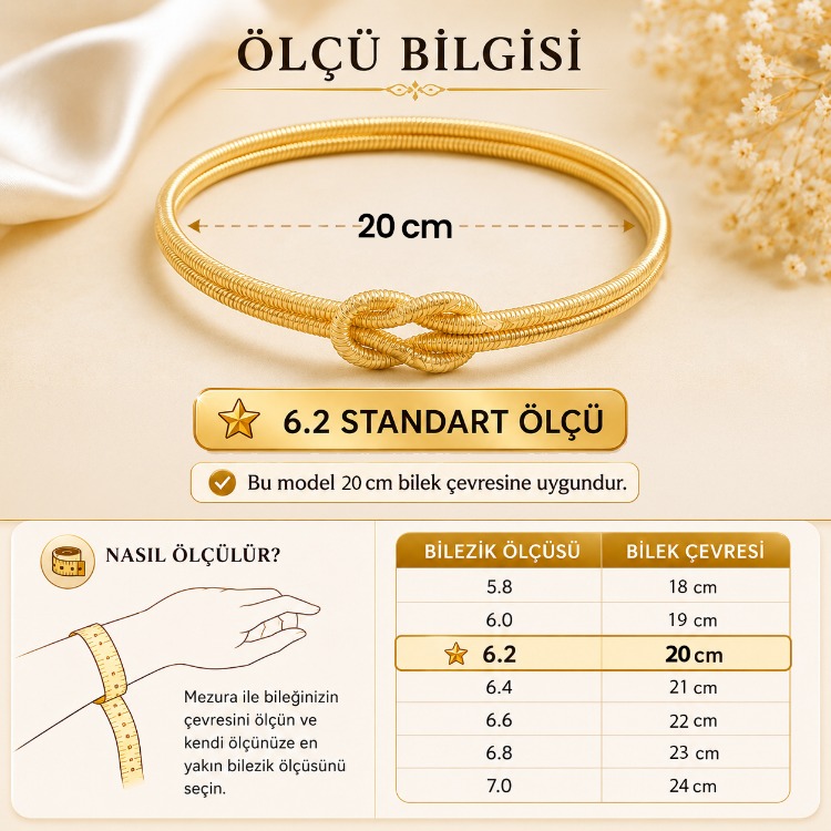 22 Ayar Altın Kaplama Özel Tasarım Düğüm Bilezik