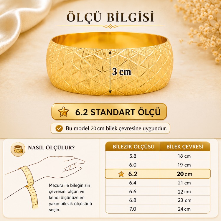 22 Ayar Altın Kaplama Noktalı Cam Kırığı Model Bilezik 3 cm
