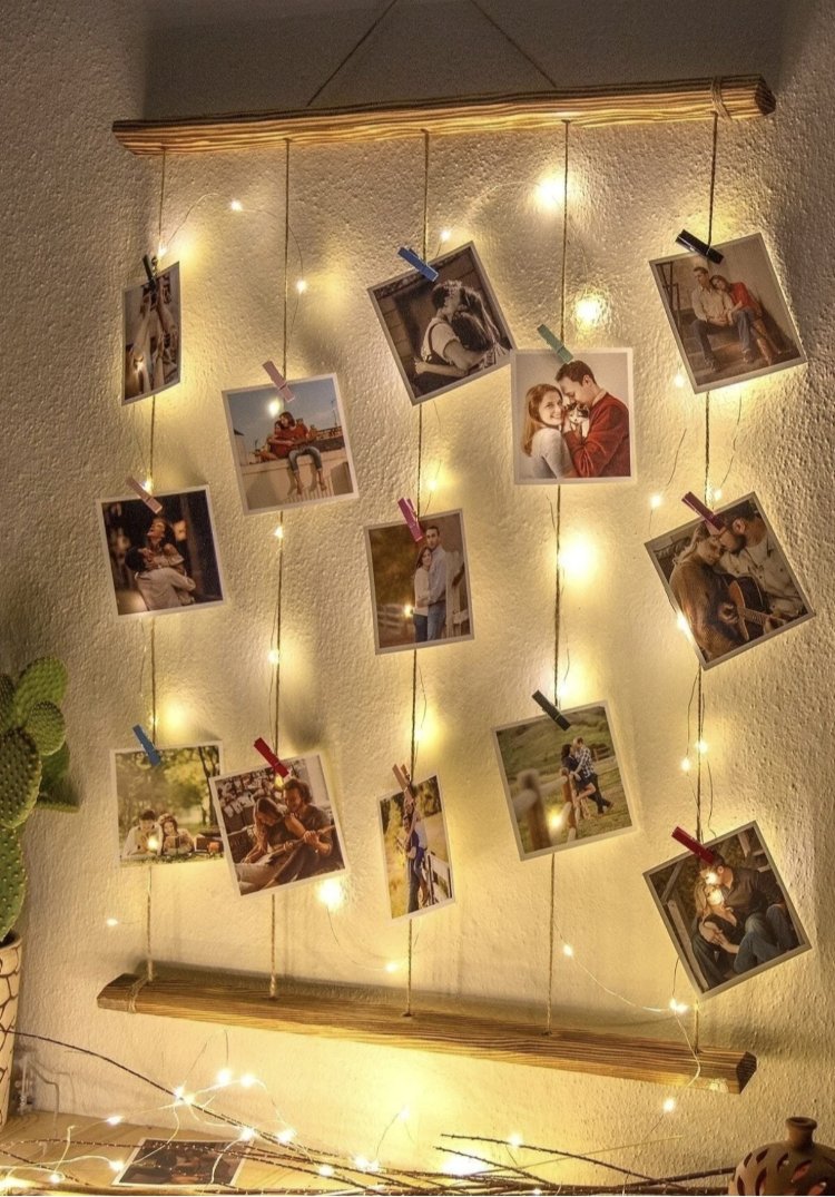 Gogo Ipli Mandallı Işıklı Fotoğraf Askısı