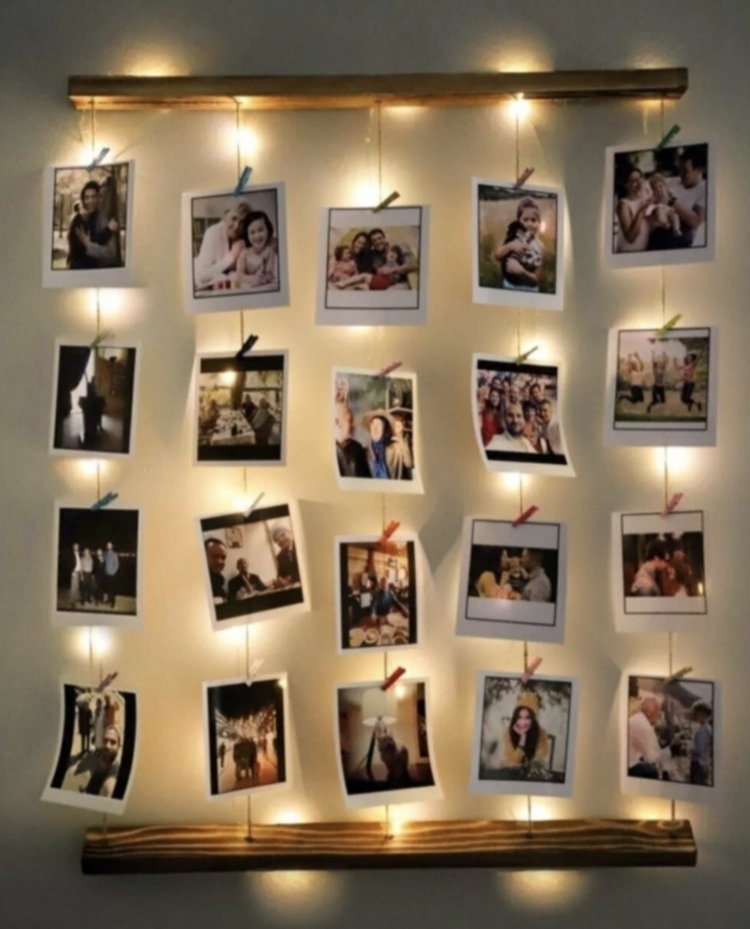 Gogo Ipli Mandallı Işıklı Fotoğraf Askısı