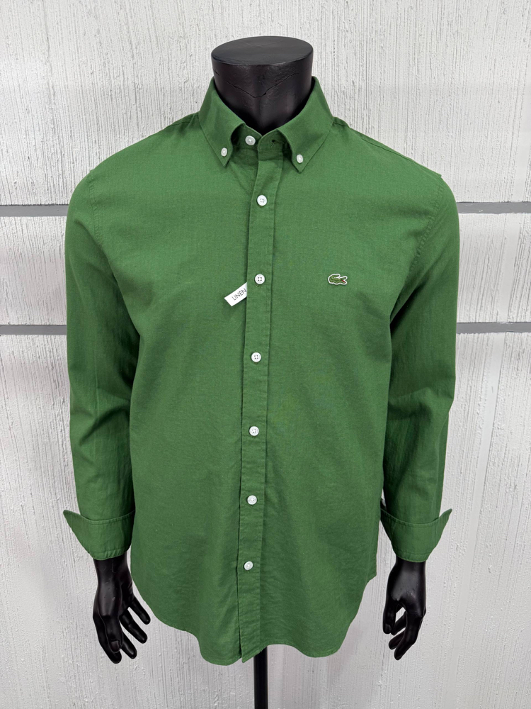 Lacoste Yeşil Keten Regular Gömlek