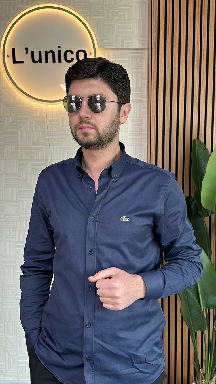 Lacoste Slim Fit Lacivert Gömlek