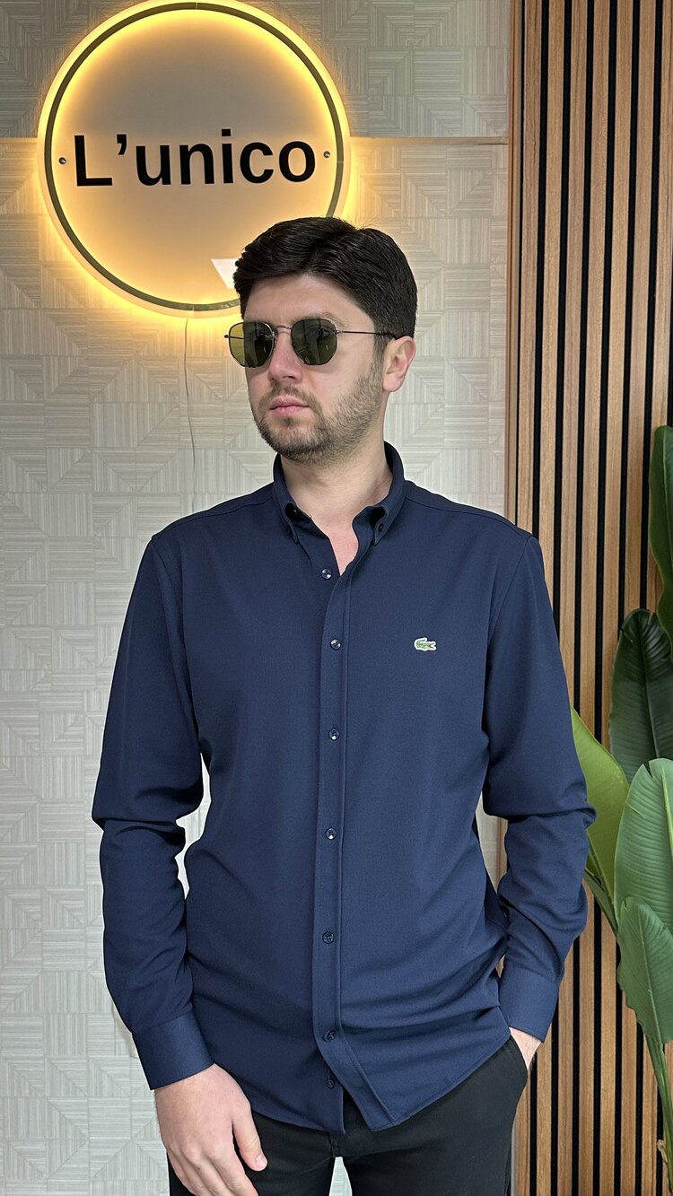Lacoste Kırışmaz Lacivert Gömlek