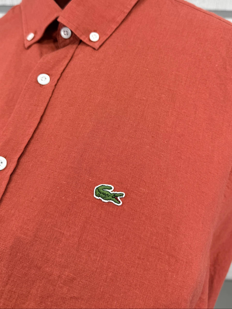 Lacoste Kiremit Keten Regular Gömlek