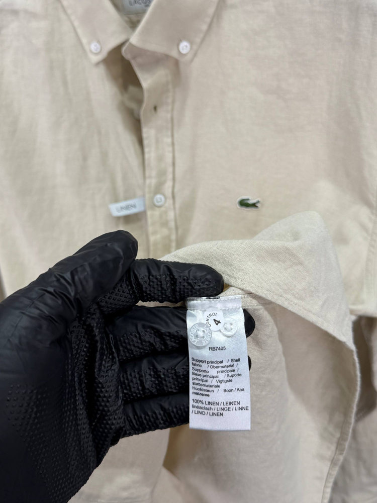 Lacoste Bej Keten Regular Gömlek