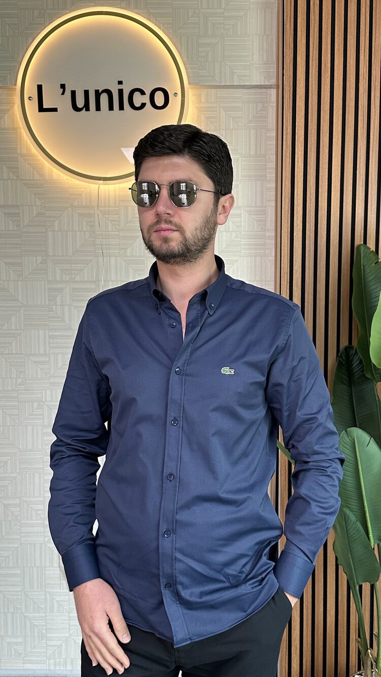 Lacoste Slim Fit Lacivert Gömlek