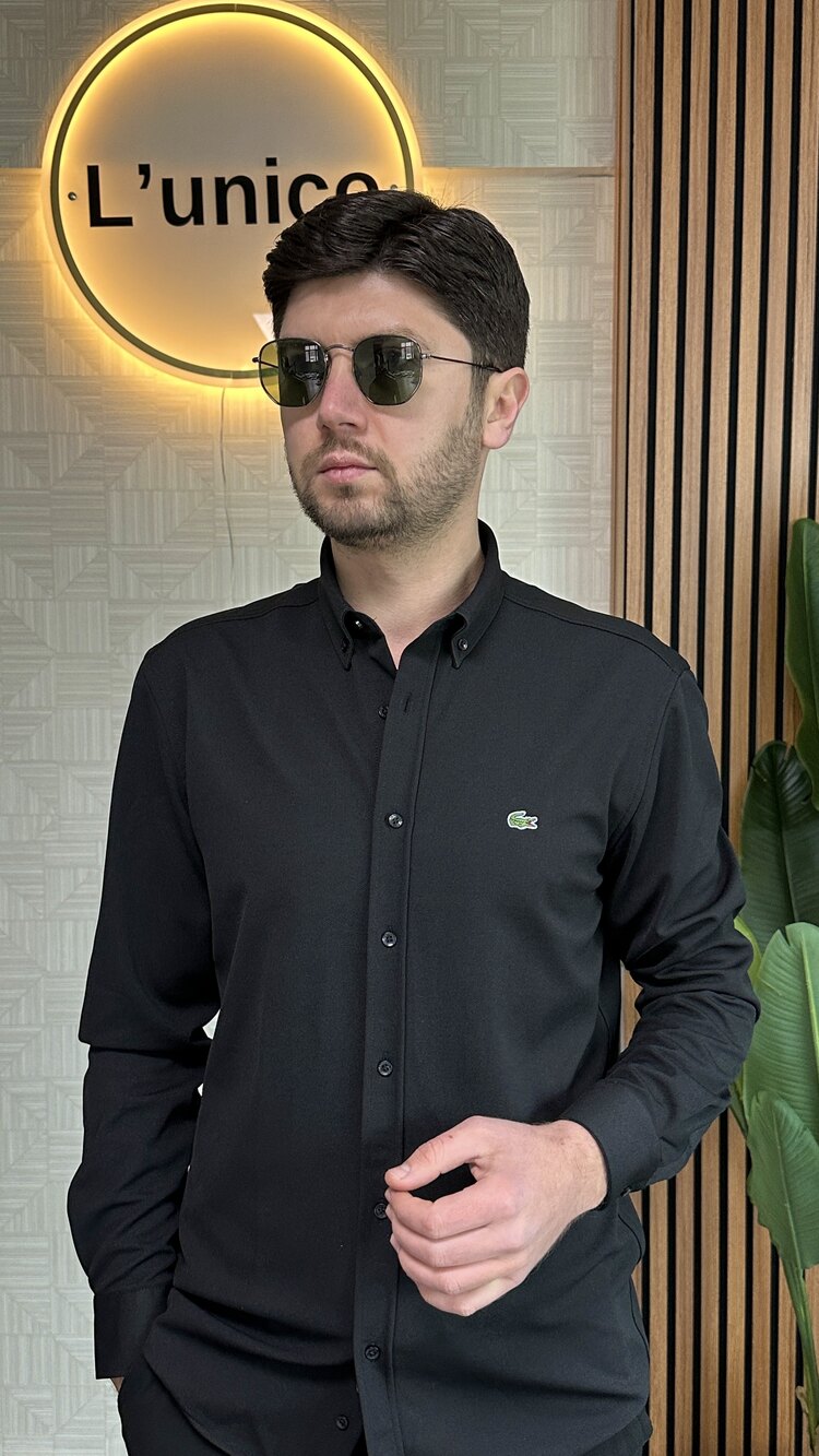 Lacoste Kırışmaz Siyah Gömlek