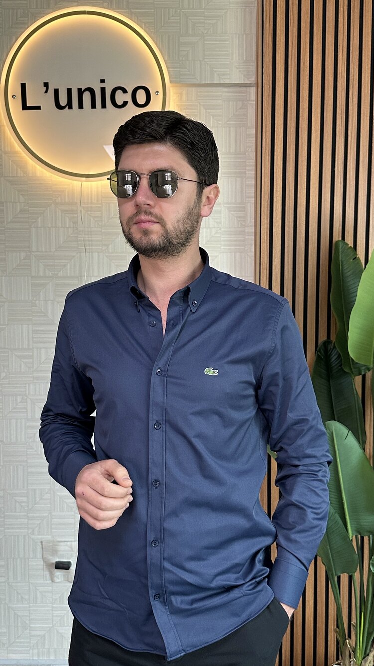 Lacoste Slim Fit Lacivert Gömlek