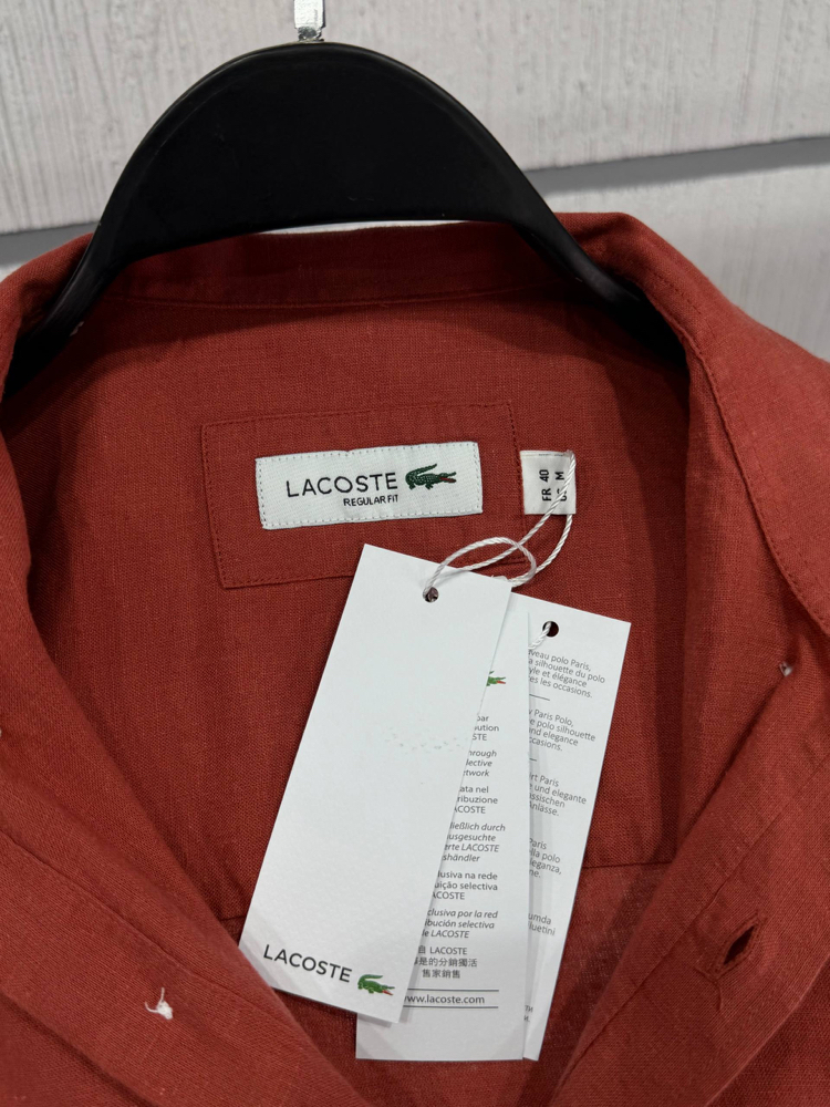 Lacoste Kiremit Keten Regular Gömlek