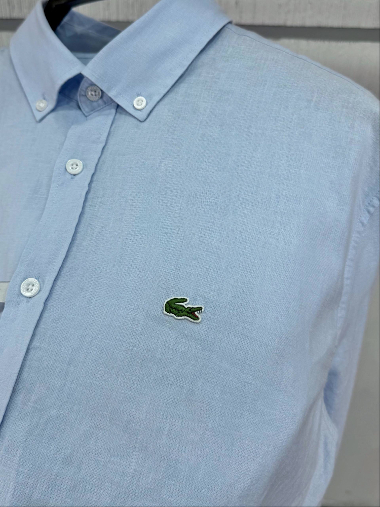 Lacoste Açık Mavi Keten Regular Gömlek