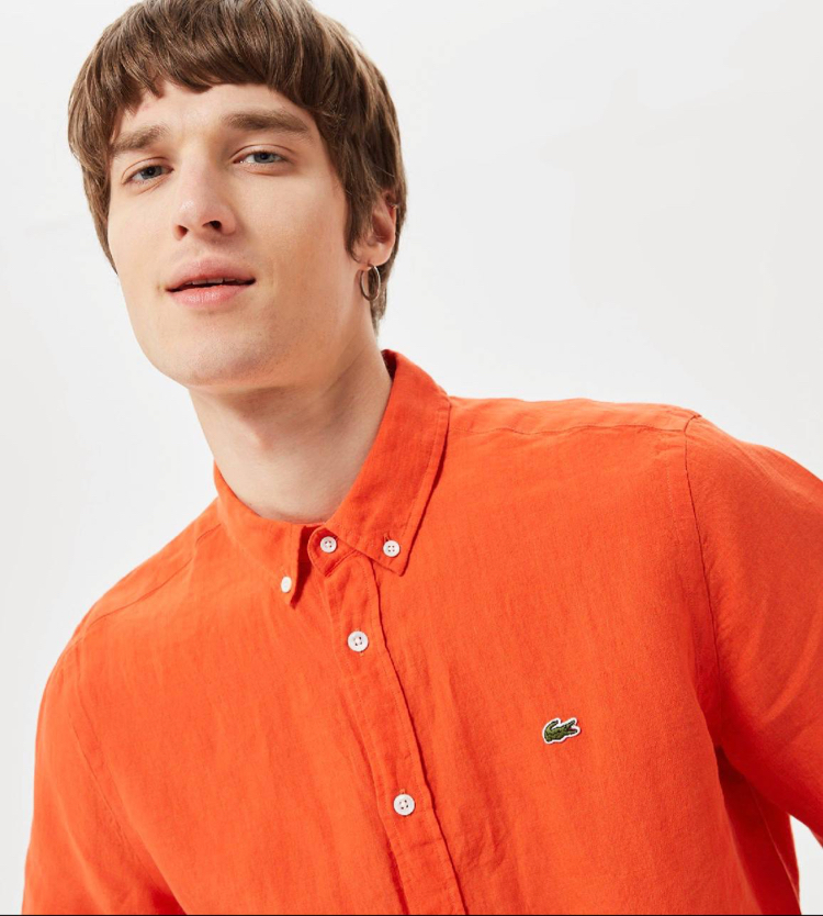 Lacoste Turuncu Keten Regular Gömlek