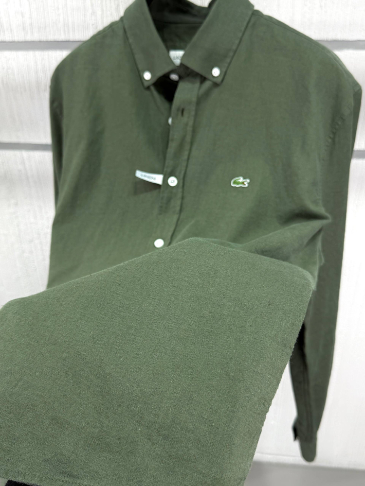 Lacoste Haki Keten Regular Gömlek