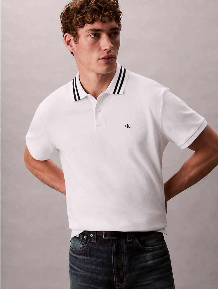 Calvin Klein Beyaz Polo Yaka Regular Fit T-Shirt